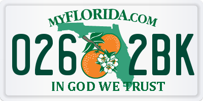 FL license plate 0262BK