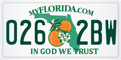 FL license plate 0262BW