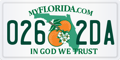 FL license plate 0262DA