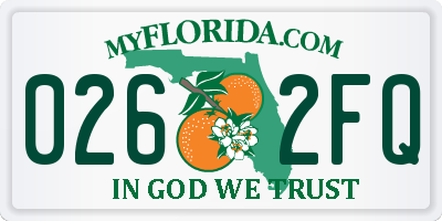 FL license plate 0262FQ