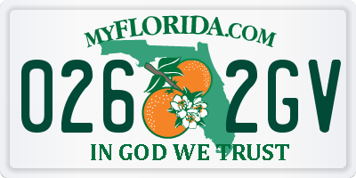 FL license plate 0262GV
