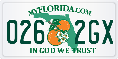 FL license plate 0262GX