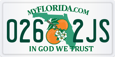 FL license plate 0262JS
