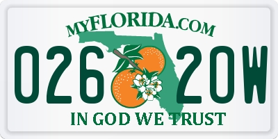 FL license plate 0262OW