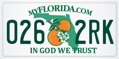 FL license plate 0262RK