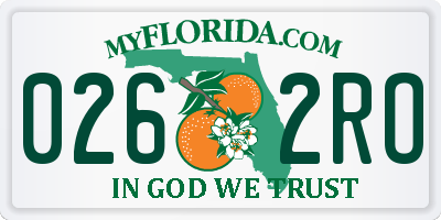 FL license plate 0262RO