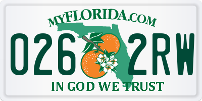 FL license plate 0262RW