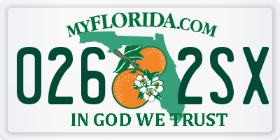 FL license plate 0262SX