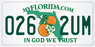 FL license plate 0262UM