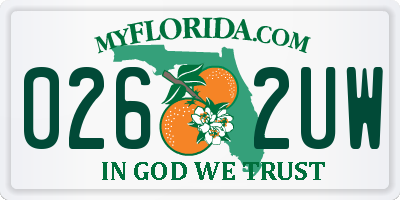 FL license plate 0262UW