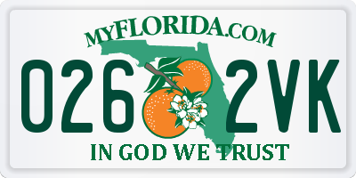 FL license plate 0262VK