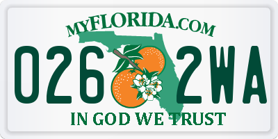 FL license plate 0262WA