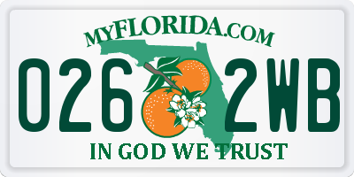 FL license plate 0262WB