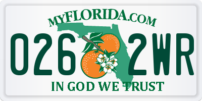 FL license plate 0262WR