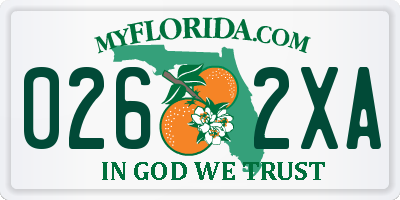 FL license plate 0262XA