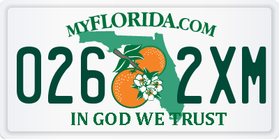 FL license plate 0262XM
