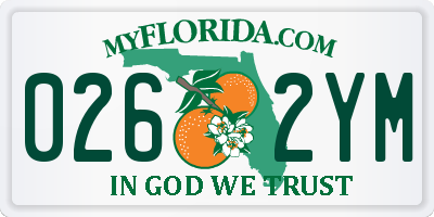 FL license plate 0262YM