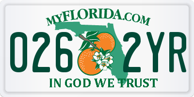 FL license plate 0262YR