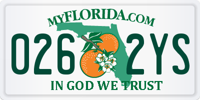 FL license plate 0262YS