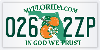 FL license plate 0262ZP
