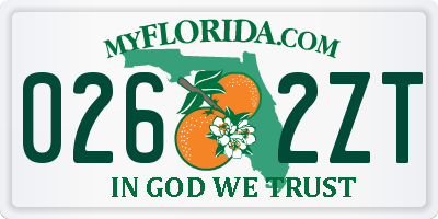FL license plate 0262ZT