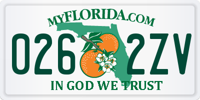 FL license plate 0262ZV