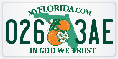 FL license plate 0263AE