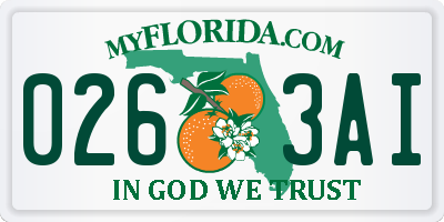 FL license plate 0263AI