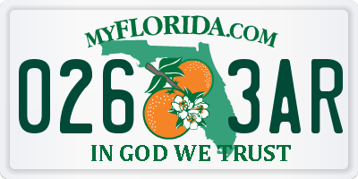 FL license plate 0263AR