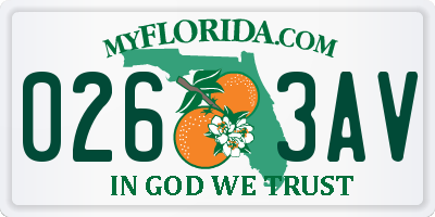 FL license plate 0263AV