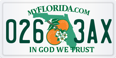 FL license plate 0263AX