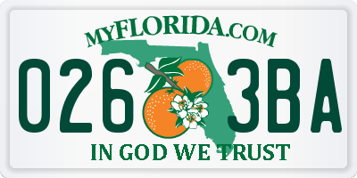 FL license plate 0263BA