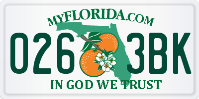 FL license plate 0263BK