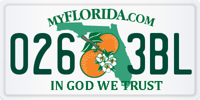FL license plate 0263BL
