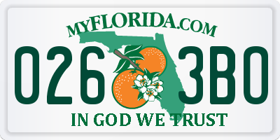 FL license plate 0263BO
