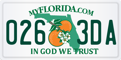 FL license plate 0263DA