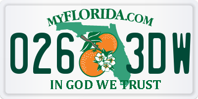 FL license plate 0263DW