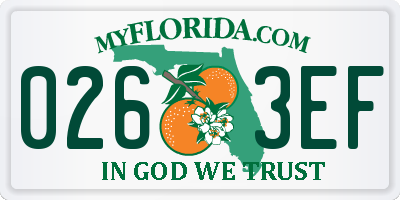 FL license plate 0263EF