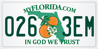 FL license plate 0263EM