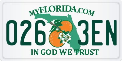 FL license plate 0263EN