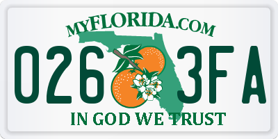 FL license plate 0263FA