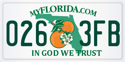 FL license plate 0263FB