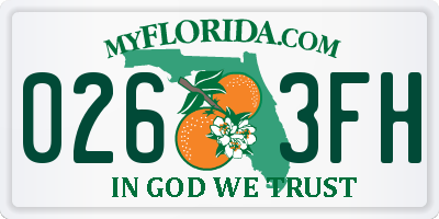 FL license plate 0263FH