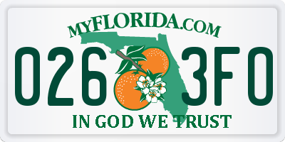 FL license plate 0263FO