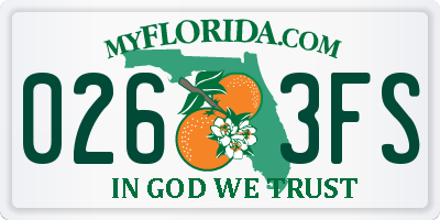 FL license plate 0263FS