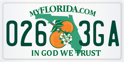 FL license plate 0263GA