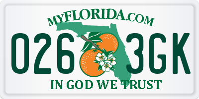 FL license plate 0263GK
