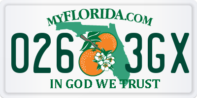 FL license plate 0263GX