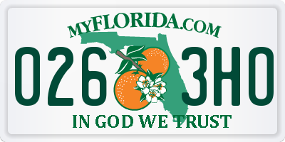 FL license plate 0263HO