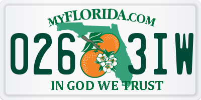 FL license plate 0263IW